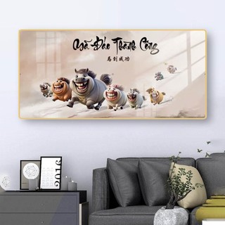Tranh Treo Tường Trang Trí Phòng Khách MÃ ĐÁO THÀNH CÔNG Chế Hài Hước - Tranh Laminate Tráng Gương