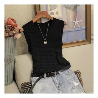 quần áo mùa hè nữ camisole áo lụa sát nách Áo vest mới cho phụ nữ, mặc ngoài, mặc trong, dáng ôm, màu sắc đồng nhất, cổ tròn, không tay, giảm cân, đa năng, kích thước lớn, đáy mỏng.