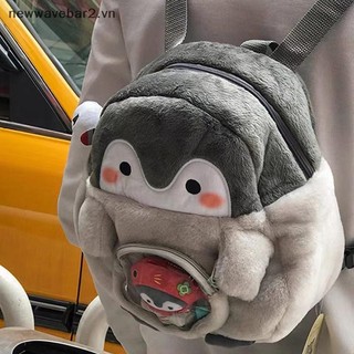 [Mới] Túi xách nữ nhung Ba lô hoạt hình chim cánh cụt Túi búp bê sang trọng Túi sách dễ thương Túi xách thông thường đa chức năng Quà tặng chim cánh cụt.