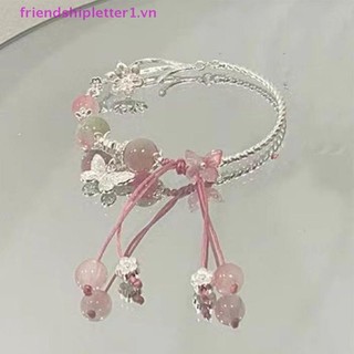 {FH Fashion} Vòng tay hạt pha lê màu hồng mới dành cho nữ Vòng tay quyến rũ Quà tặng trang sức thời trang dự tiệc cho bé gái.