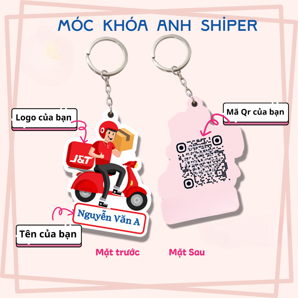 Móc khóa dành cho shiper, in mã  tiện lợi và nhanh chóng,phụ kiện treo  xe, treo balo,treo chìa khóa