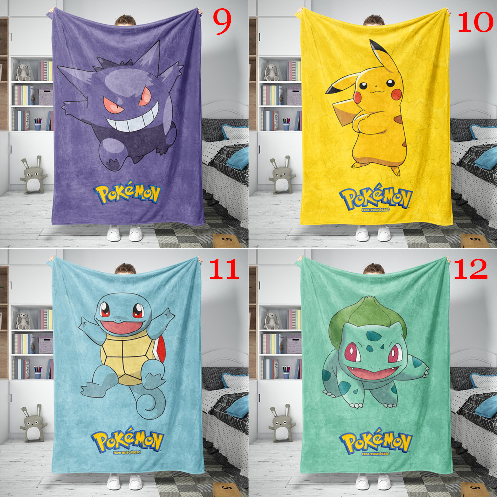 Hoạt Hình Dễ Thương Pikachu Flannel Chăn Một Mặt In Flannel Chăn Squirtle & Bulbasaur & Charmander Chăn Món Quà Tốt Nhất Cho Người