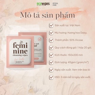 [Tách lẻ 1 miếng] Khăn vệ sinh phụ nữ 1 lần dùng bỏ túi du lịch Eco hương hoa cúc