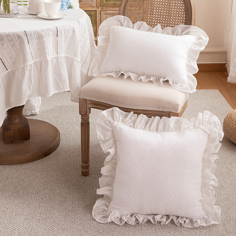 Pháp Lãng Mạn Mục Vụ Xù Nấm Ren Cotton Thêu Gối Đệm Sofa Đầu Giường Gối