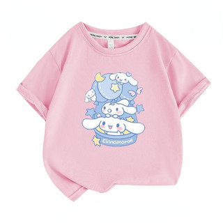 2024 Thời Trang Cinnamoroll Áo Thun Nữ Tay Ngắn Trong Mùa Hè Hoạt Hình Rời Áo Trẻ Em Hoạt Hình Quần Áo Triều