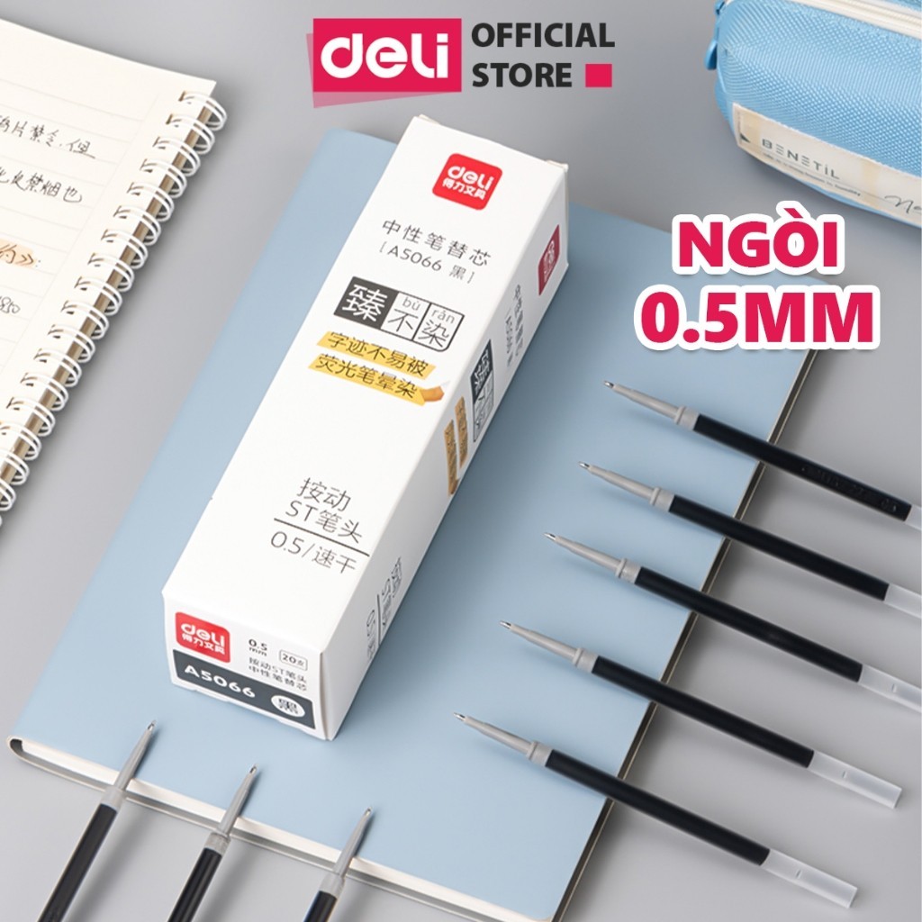 [VPP DELI] Ruột Bút, Ngòi Viết Gel Deli 0.5mm Dùng Cho Bút Bi Nước, Bút Gel Ngòi 0.5mm, Lâu Hết Mực Thiết Kế Mới