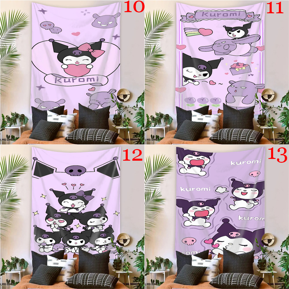 Sanrio Hoạt Hình Kuromi Tấm Thảm Treo Tường Có Kẹp Polyester Tấm Thảm Phòng Ngủ Treo Tường Tấm Thảm Trang Trí Nhà Cửa