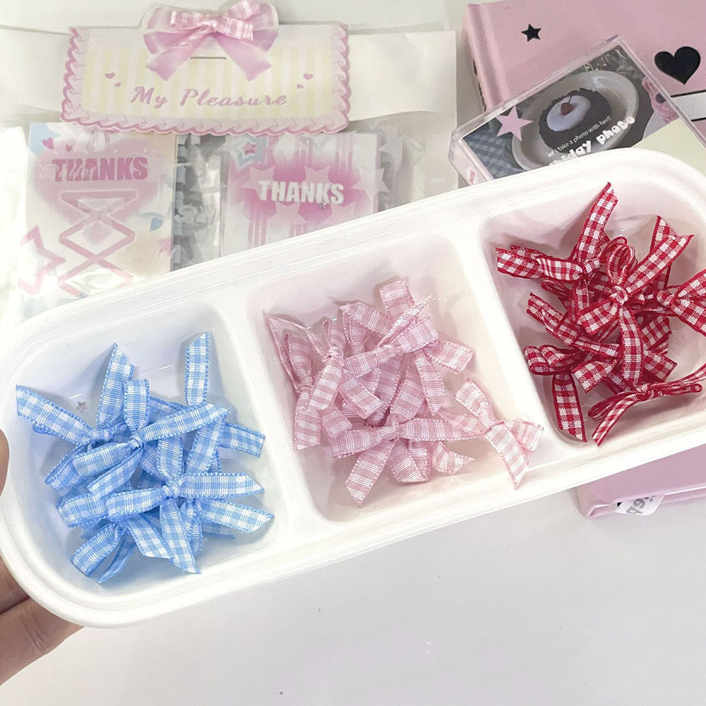 10 Chiếc Kẻ Sọc Nơ Thẻ Tay Trang Trí Vật Liệu Đóng Gói Photocard DIY Trang Trí Phụ Kiện