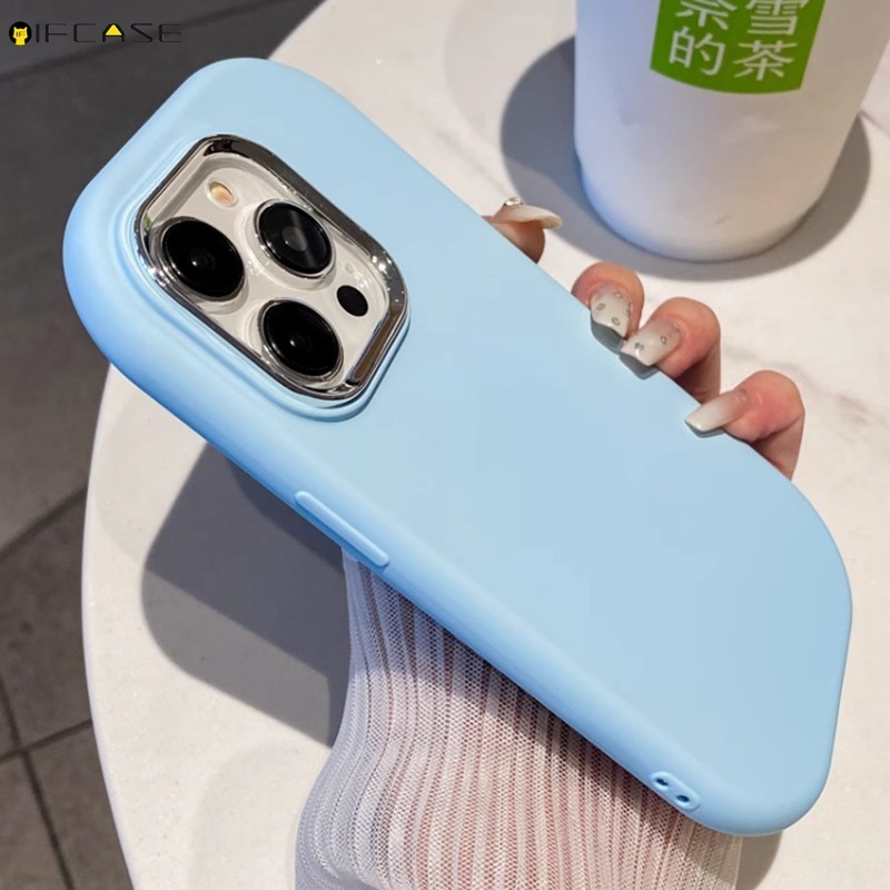 Tương Thích Cho iPhone 13 12 Ốp Điện Thoại Mini ins Hình Bầu Dục Dễ Thương Mạ Tròn Kẹo Màu Trơn Mờ Mờ Trơn Đơn Giản Bé Trai Bé Gái Silicon Mềm Vỏ Silicon Ốp Lưng