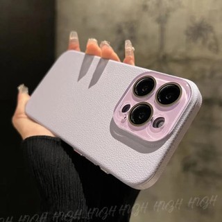 Ốp điện thoại dạng hạt vải lanh màu trơn tiên tiến cho iPhone15 14 13 12 Pro Max Vỏ máy ảnh chống sốc đi kèm bảo vệ mặt sau cứng