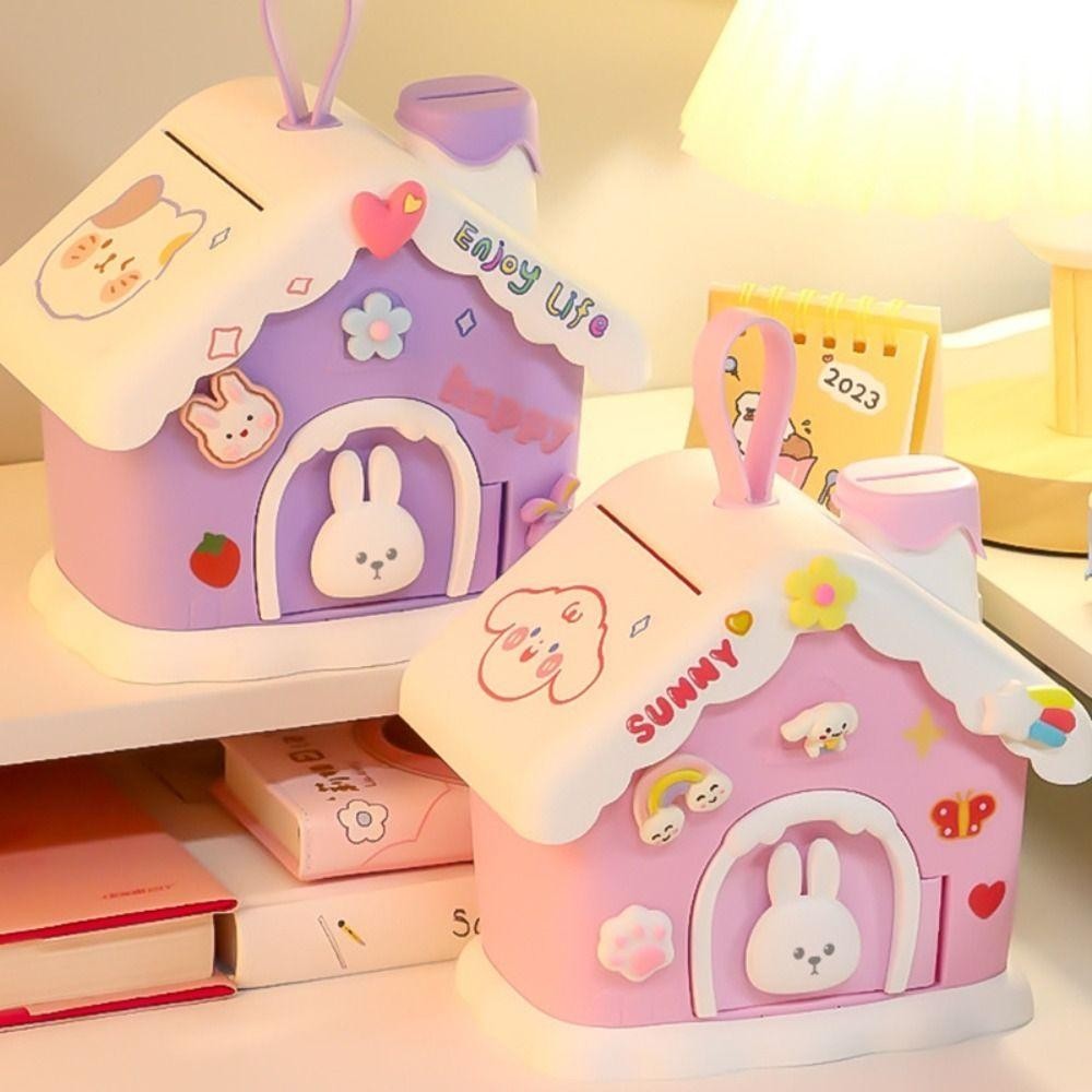 Hộp Đựng Tiền KEYRA, Hộp Đựng Tiền Mặt Ngôi Nhà Nấm Di Động, Khóa Chìa Khóa An Ninh Sáng Tạo Nhựa Heo Đất Trẻ Em Người Lớn