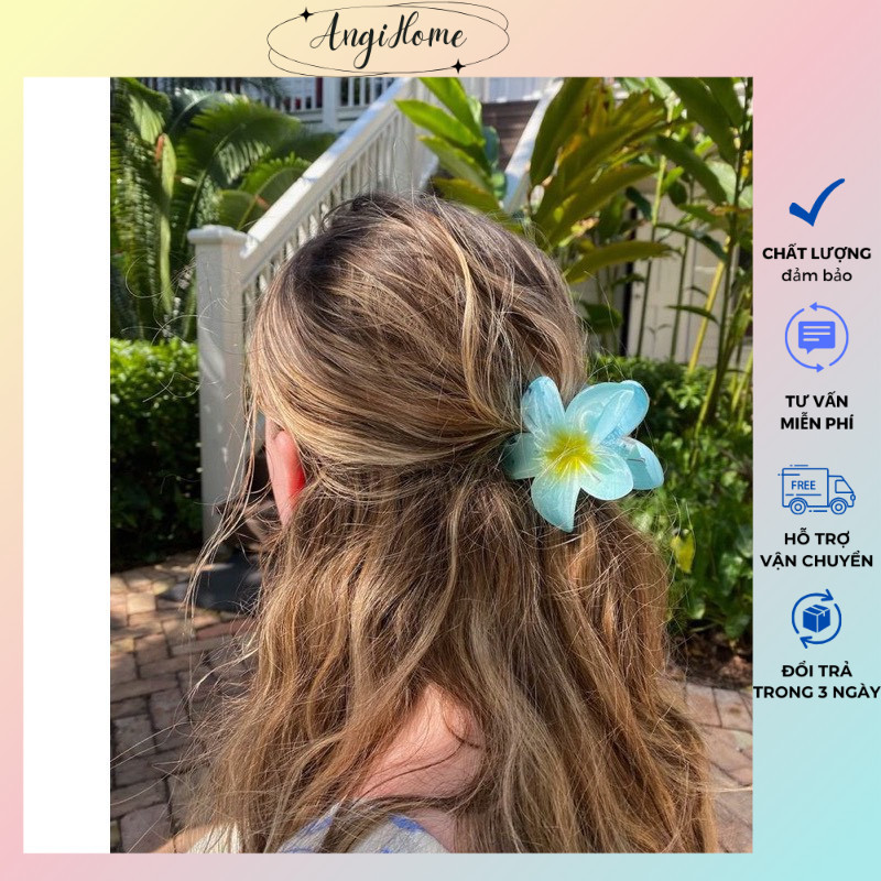 Kẹp Tóc Hình Hoa Sứ Nhiều Màu Xinh Xắn Ngọt Ngào Phong Cách Hawaii ANGIHOME