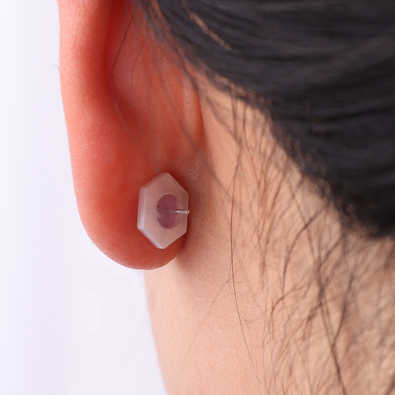Khóa tai silicon - Nút tai chống chảy xệ - Chống dị ứng, đơn giản, trong suốt - Mũ sau bốn lá - Nút tai chống rơi - Phụ kiện trang sức