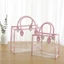 Túi Tote đóng gói cầm tay GETVOW, Túi quà tặng màu trắng hồng PVC, Túi mua sắm dung lượng lớn thực tế trong suốt chất lượng cao