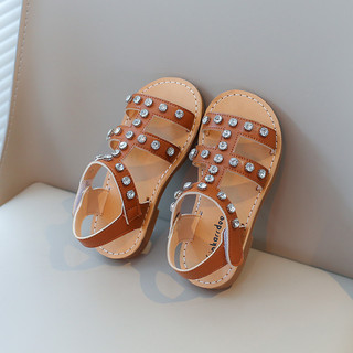 Bán Hàng Nữ Sandal Pha Lê Trẻ Em Lấp Lánh Kim Cương Giả Mùa Hè Dép Cổ Điển Trẻ Em Đi Biển Giày Công Chúa Mềm Mại