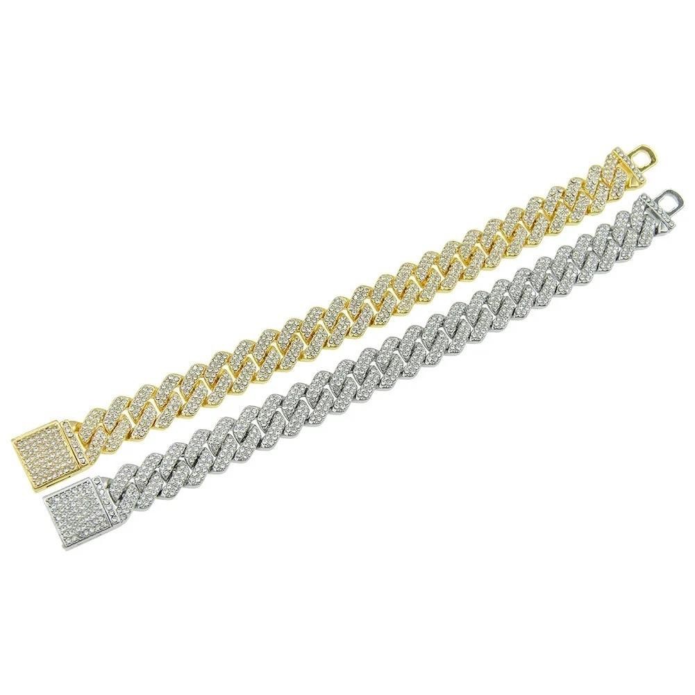 Lắc tay đính đá cuban bản v2, điều chỉnh được độ rộng