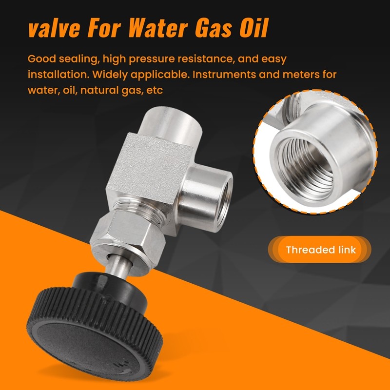 Van Kim Có Thể Điều Chỉnh Van Kim 1 / 4 Inch Góc Phải Nữ Chủ Đề SS304 Cho Dầu Khí Nước
