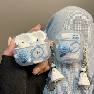 Hộp đựng tai nghe IMD cầu lông màu xanh cho AirPods 4 [2024] AirPods thế hệ thứ 3 4 thứ 5 Apple Bluetooth Tai nghe AirPods Pro2 Pro Vỏ màu xanh trong suốt