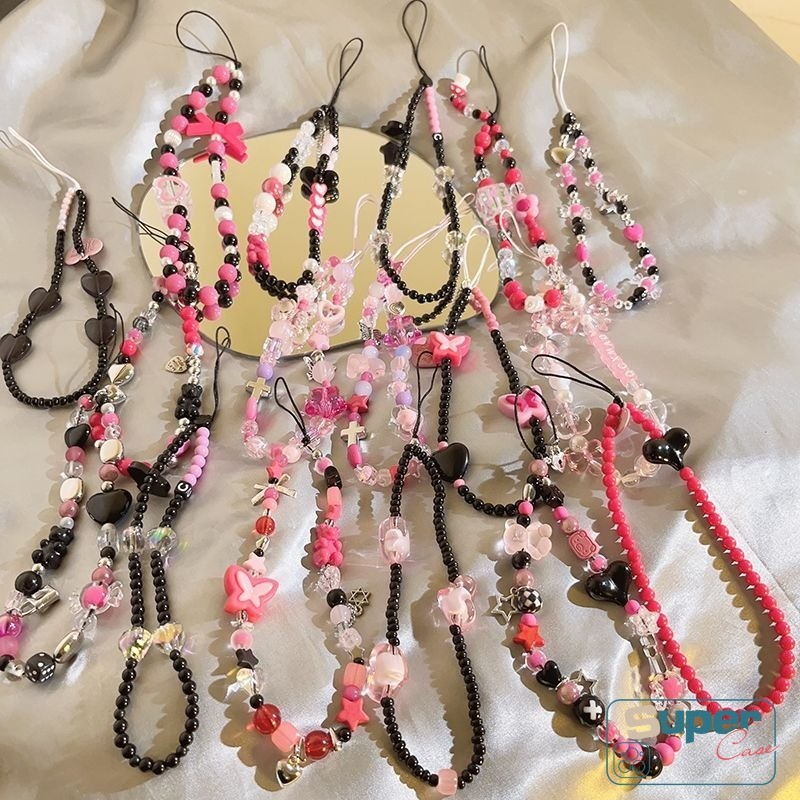 Dễ Thương Hello Kitty Hoạt Hình Gấu Sáng Tạo Thời Trang Hoa Ngọc Trai Vòng Tay Đính Hạt DIY Búp Bê Dây Xích Điện Thoại Spongebob Patrick Ngôi Sao Treo Vòng Miếng Dán Mặt Dây Chuyền Vòng Tay