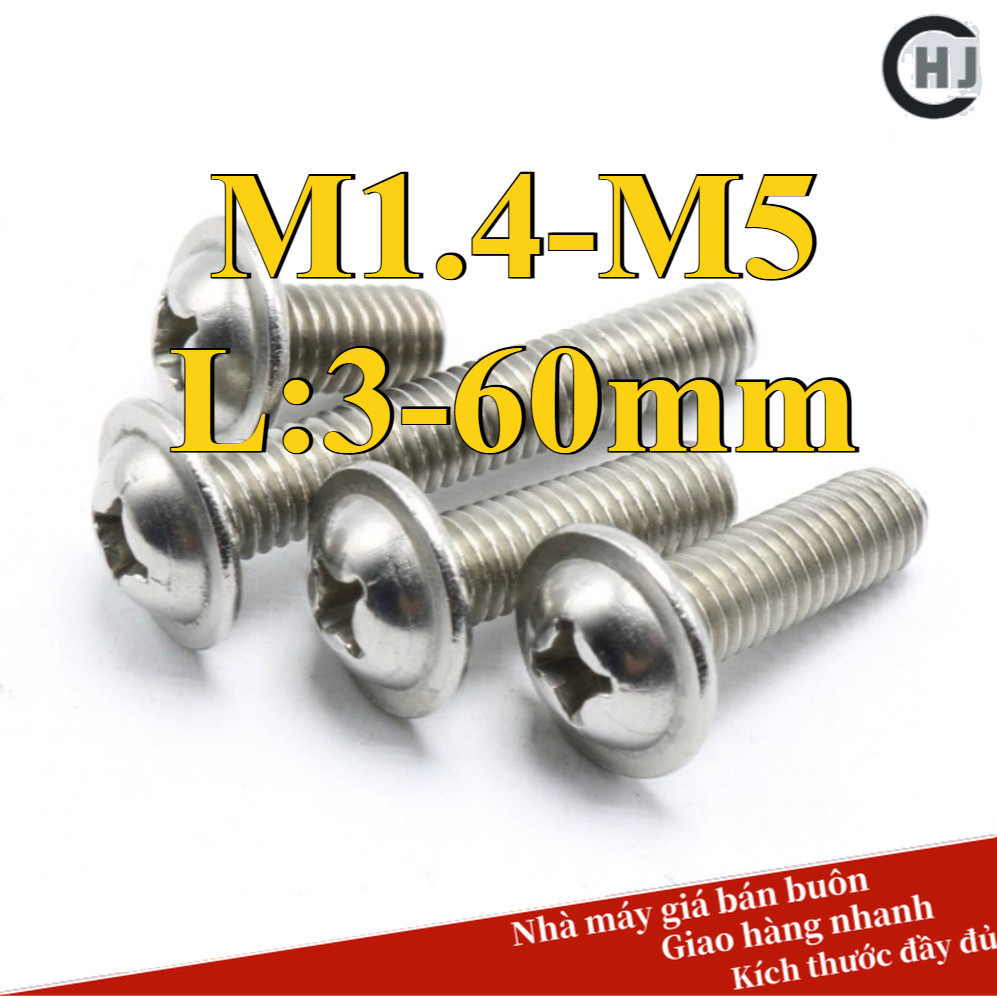 Ốc Vít pake đầu tròn inox 304/Bulong Đầu Tròn M1.4-M5 * L3-60mm (HJC-DM ...