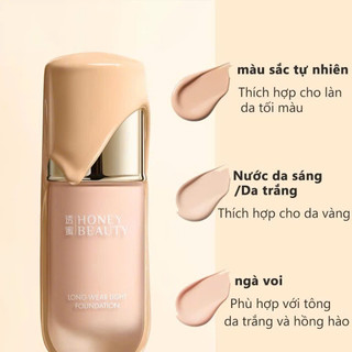 [Tặng Kem Lót Mini+Bông Mút] Kem Nền Honey Beauty Dạng Lỏng Kiểm Soát Dầu Lâu Trôi Chống Thấm Nước, Mỏng Nhẹ