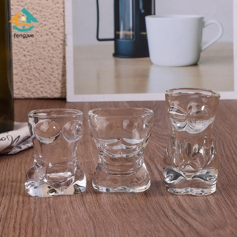 Fengjue 1 Mới Độc Đáo Cốc Bia Ngộ nghĩnh Nam Nữ Hình Cơ Thể Trong Suốt Rượu Thủy Tinh Thanh Drinkware Cocktail Cốc Cà Phê Nước ép Teacup TH