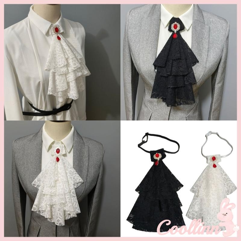 Coo Gothic Ren Ruffle Cổ Giả Jabot Victoria Steampunk Cổ Phụ Kiện