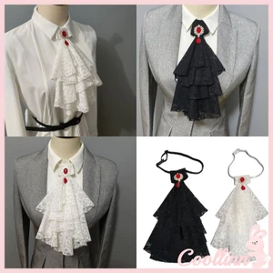 Coo Gothic Ren Ruffle Cổ Giả Jabot Victoria Steampunk Cổ Phụ Kiện