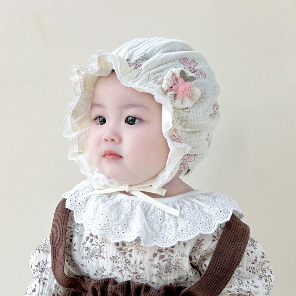 RTJIFSS Bé Gái Bonnet, Cotton Thoáng Khí Sơ Sinh Bonnets, 2025 Có Thể Điều Chỉnh Chống Nắng Cho Bé 0-12M Mũ Chống Nắng Mùa Xuân Thu