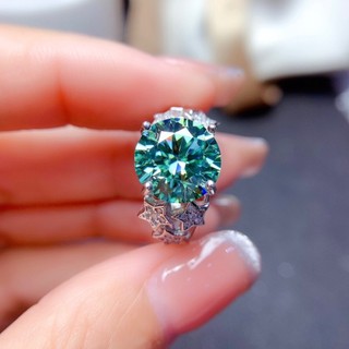 Châu Âu Mỹ ins Phong Cách Mới Mô Phỏng Xanh Xanh Moissanite Nhẫn Nữ