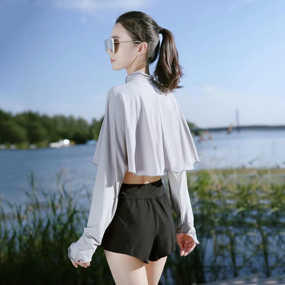 Áo len Cardigan nữ che nắng FEDAOG, Khăn choàng chống nắng dài tay thoáng khí cho nữ, Áo choàng ngắn thông thường màu trơn mùa hè ngoài trời