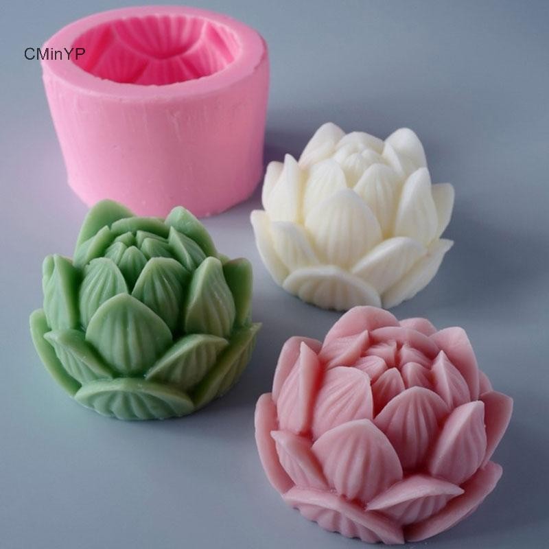 Cminyp Nến Thơm Khuôn Silicon 3D Hoa Sen Hình Xà Phòng Khuôn Silicon DIY Glory