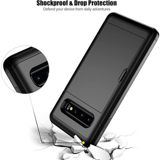 Dành Cho Samsung Galaxy S10 Plus / S10e Ốp Lưng Ví Đựng Thẻ ID Khe Cắm Cửa Trượt Túi Ẩn Chống Trầy Xước Hai Lớp Bảo Vệ Vỏ Cứng TPU Ốp Lưng