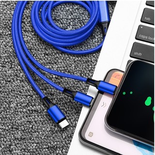 Cáp sạc cáp dữ liệu ba trong một Sạc nhanh một cho ba loại Thích hợp cho tất cả các loại điện thoại thông minh và máy tính bảng Cáp bện Nylon