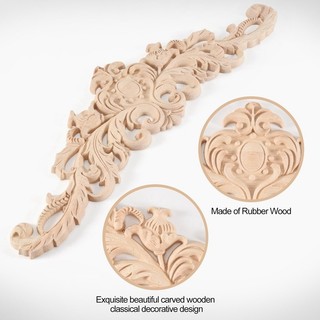 40x12cm Gỗ Cao Su Cổ Điển Tinh Tế Khắc Đính Nội Thất Decal Tự Nhiên Màu Gỗ