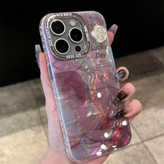 Ốp điện thoại hoa trà ba chiều màu đỏ rượu vang cho iPhone15 14 13 12 11 Pro MAX IXS MAX XR XS Bảo vệ camera mạ điện chống sốc sang trọng Ốp lưng cứng