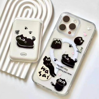 Mèo Đen Đáng Yêu Chống Sốc Ví Thích Hợp Cho Iphone X XR XSMAX 14Plus 15plus 11 11promax 12 13 15 pro max Ốp điện thoại Đáng Yêu Ốp điện thoại 14promax