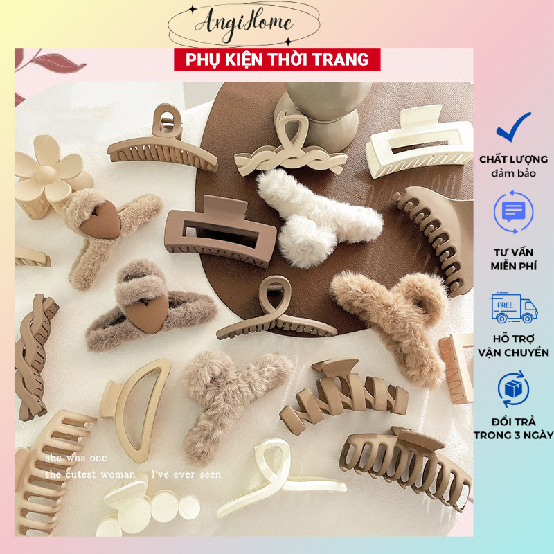 Kẹp tóc càng cua Hàn Quốc nữ đẹp hottrend nhám cỡ size lớn cặp búi tóc dễ thương cào 10 răng, 14 răng ANGIHOME