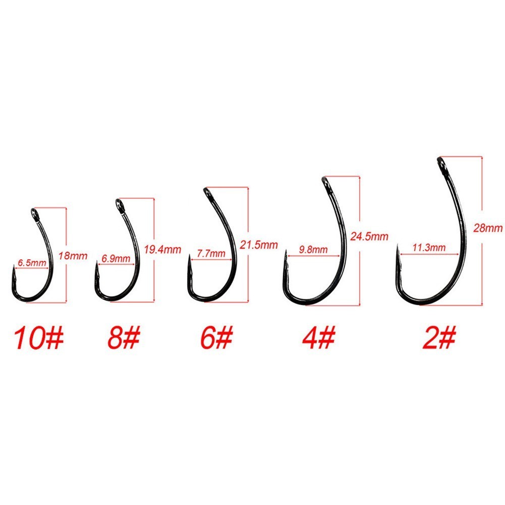 Secl 50 Cái / hộp Thép Carbon Cao Cong Shank Cá chép Móc Câu Cá Barbless Fishhooks