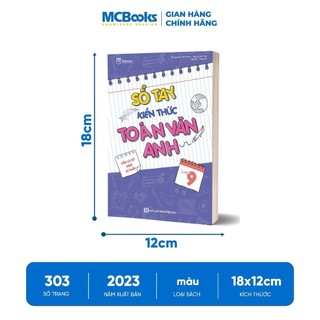 Sách - Sổ tay kiến thức Toán - Văn – Anh Lớp 9 Dành cho cả 3 (bộ sách: Kết nối, tri thức và cánh diều)