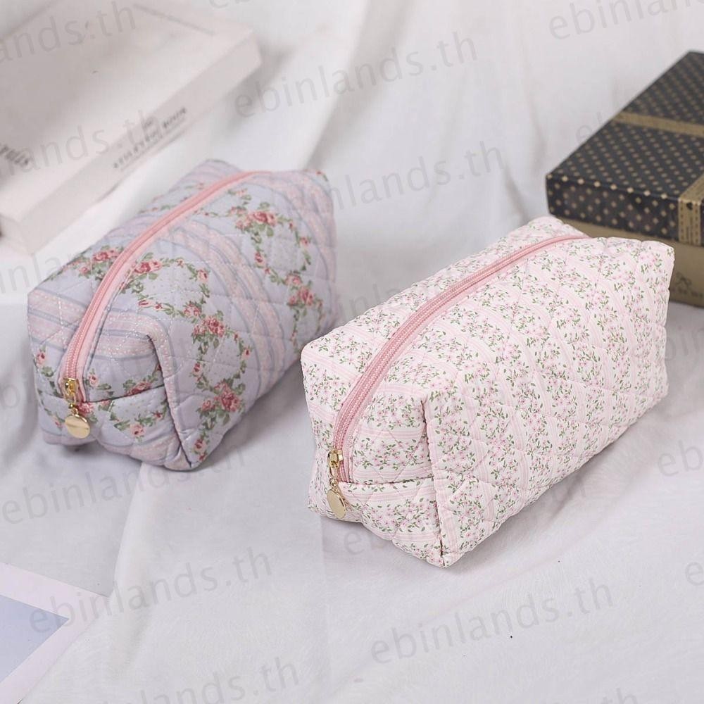 Túi đựng mỹ phẩm in hoa cầm tay cỡ lớn Ebinlands dành cho nữ