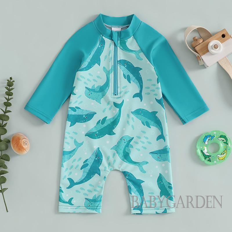 / / -3 Tuổi Bé Trai Bé Gái Rash Guard Đồ Bơi Động Vật / Hoa / Cây In Hình Dài Tay Mock Cổ Zip Bộ Đồ Tắm