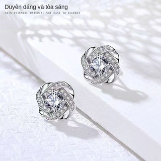Trang Sức Bông Tai Kim Cương Mosan Bạc S925 Hàn Quốc Hoa Tai Nữ Hình Hoa Bốn Cánh Quà Tặng Cho Nữ S93