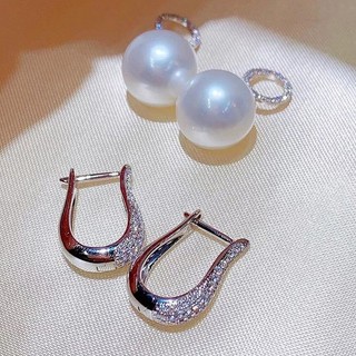 S925 Bạc Ngọc Trai Zircon Bông Tai Trang Sức Thời Trang Đơn Giản Quà Tặng Nữ