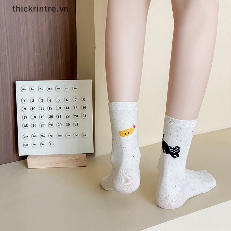 THI Hoạt Hình Nhật Bản Động Vật AB Interesg Minh Họa Cá Tính Thiết Kế Nam Nữ Ý Tưởng Sợi Cotton Giữa Ống Tất VN