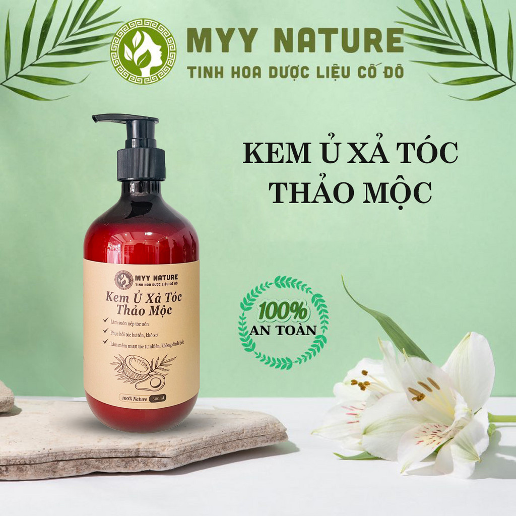 Kem Ủ Xả Tóc Thảo Mộc Myy Nature 500ml - Làm Mềm Mượt, Phục Hồi Tóc Hư Tổn, Khô Xơ, Không Dính Bết