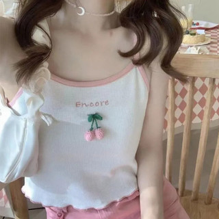 K Dệt Kim Áo Mùa Hè Phong Cách Mới Ngọt Ngào Màu Sắc Tương Phản Áo Vest Ngắn Dễ Thương Dệt Kim Top