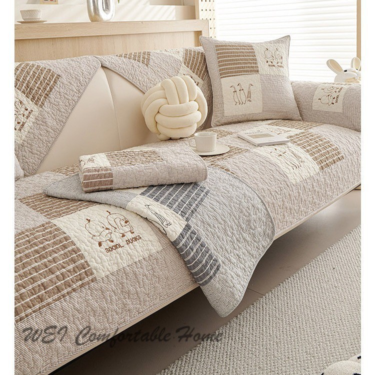 Phong Cách Mới Cotton Handmade Sofa Đệm Bốn Mùa Đa Năng Chống Trơn Trượt Đệm Đơn Giản Hiện Đại Nguyên Chất Cotton Sofa Bao Khăn