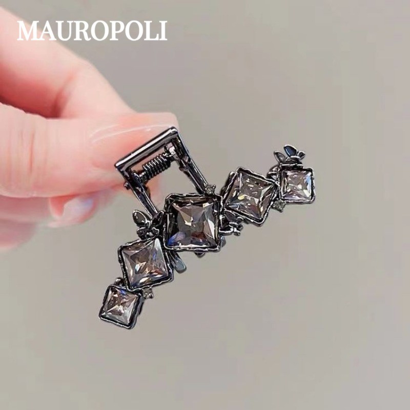 Mauropoli [Sẵn sàng] Kẹp kẹp kim cương giả cao cấp sang trọng nhẹ Hàn Quốc Kẹp tóc nơ sang trọng Kẹp tóc Đầu sau Kẹp cá mập Top Clip