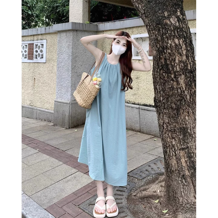 Váy đi biển Váy 2 dây Đầm bigsize nữ Đầm công chúa Váy đi biển Đầm dây kỳ nghỉ bên bờ dài đi biển